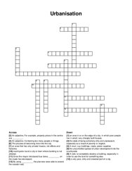 Urbanisation crossword puzzle