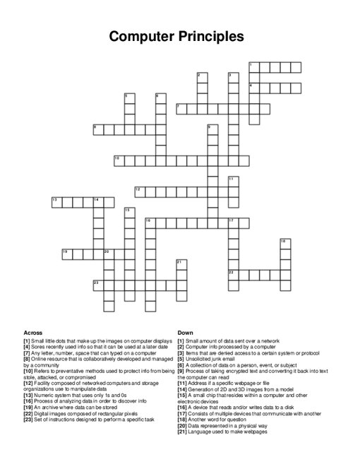 Computer Principles Crossword Puzzle