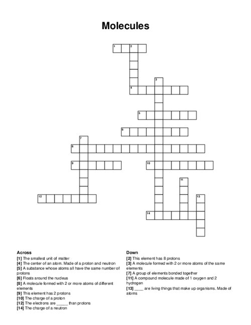 Molecules Crossword Puzzle