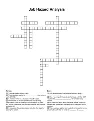 Job Hazard Analysis crossword puzzle