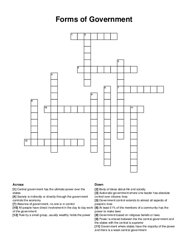 Forms of Government crossword puzzle
