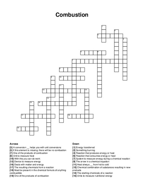 Combustion Crossword Puzzle