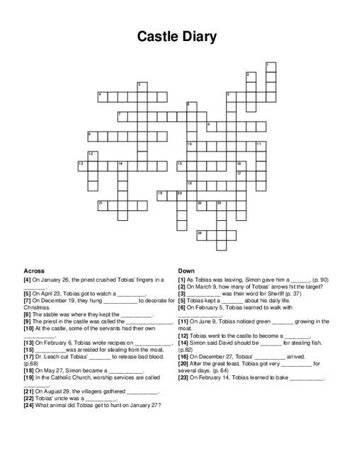 Castle Diary Crossword Puzzle