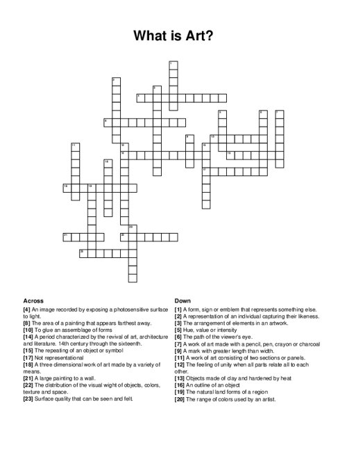 What is Art? Crossword Puzzle