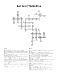Lab Safety Guidelines crossword puzzle