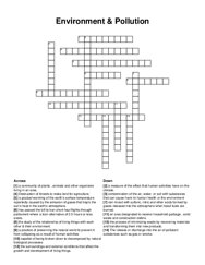Environment & Pollution crossword puzzle