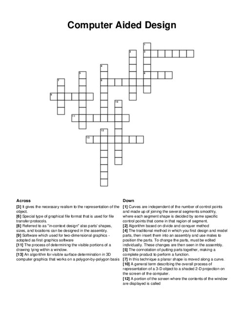 Computer Aided Design Crossword Puzzle