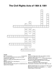 The Civil Rights Acts of 1964 & 1991 crossword puzzle