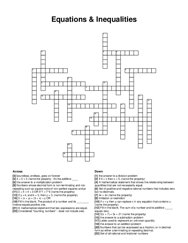 Equations & Inequalities crossword puzzle