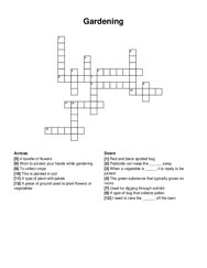 Gardening crossword puzzle