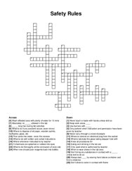 Safety Rules crossword puzzle