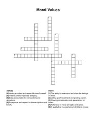 Moral Values crossword puzzle