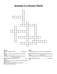 Animals in a Human World crossword puzzle