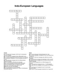Indo-European Languages crossword puzzle
