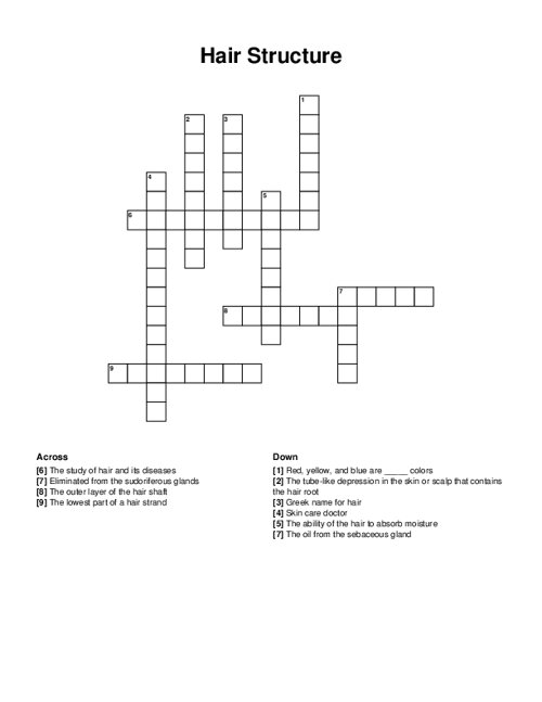 Hair Structure Crossword Puzzle