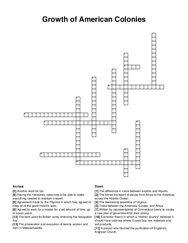 Growth of American Colonies crossword puzzle