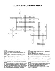 Culture and Communication crossword puzzle