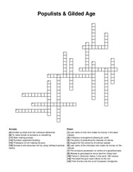Populists & Gilded Age crossword puzzle