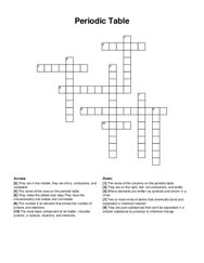 Periodic Table crossword puzzle