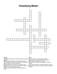 Classifying Matter crossword puzzle