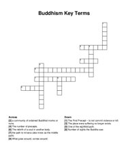 Buddhism Key Terms crossword puzzle