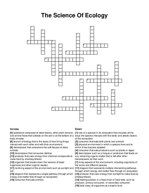 The Science Of Ecology Crossword Puzzle
