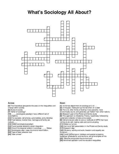 Whats Sociology All About? Crossword Puzzle