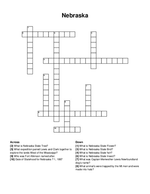 Nebraska Crossword Puzzle