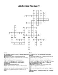 Addiction Recovery crossword puzzle