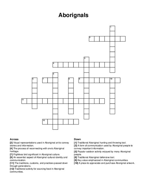 Aborignals Crossword Puzzle