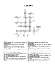 TV Shows crossword puzzle
