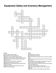 Equipment Safety and Inventory Management crossword puzzle