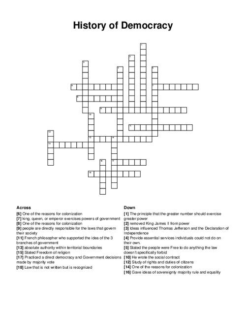 History of Democracy Crossword Puzzle