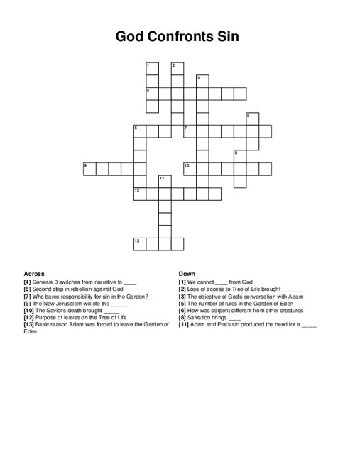 Christian Worship and Prayer Crossword Puzzle