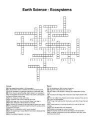 Earth Science - Ecosystems crossword puzzle