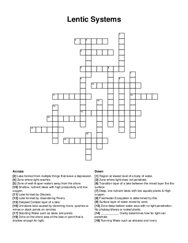 Lentic Systems crossword puzzle