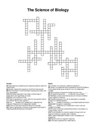 The Science of Biology crossword puzzle