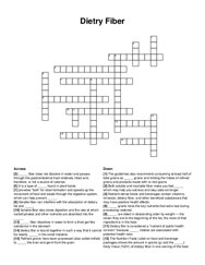 Dietry Fiber crossword puzzle