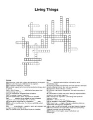 Living Things crossword puzzle