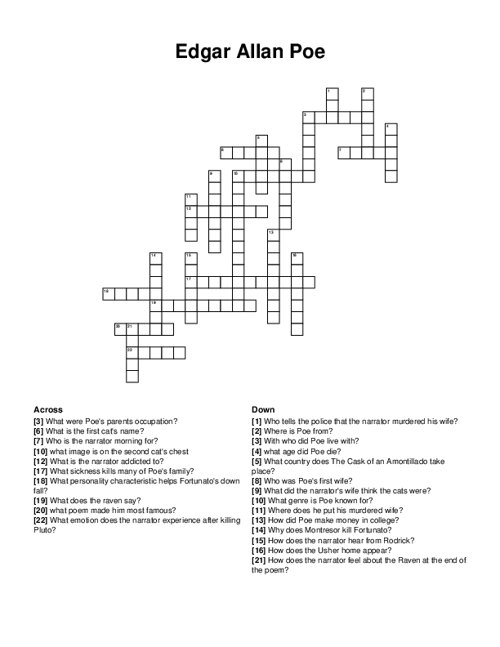 Edgar Allan Poe Crossword