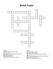 British Foods crossword puzzle