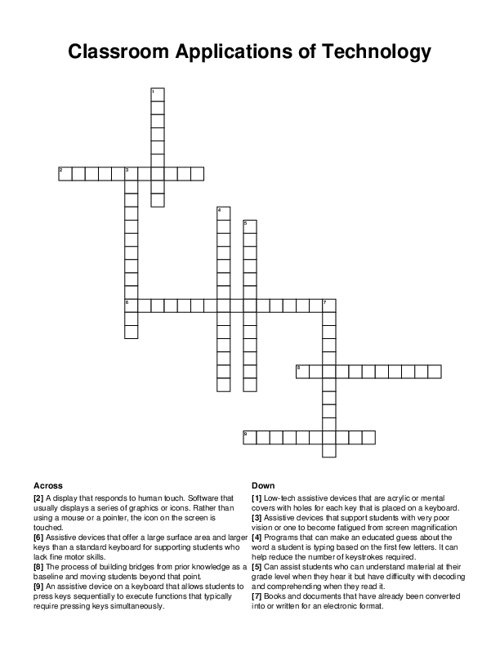 Classroom Applications of Technology Crossword Puzzle