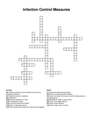 Infection Control Measures crossword puzzle