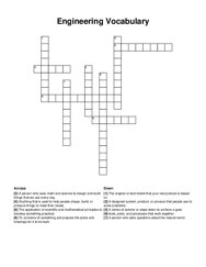 Engineering Vocabulary crossword puzzle