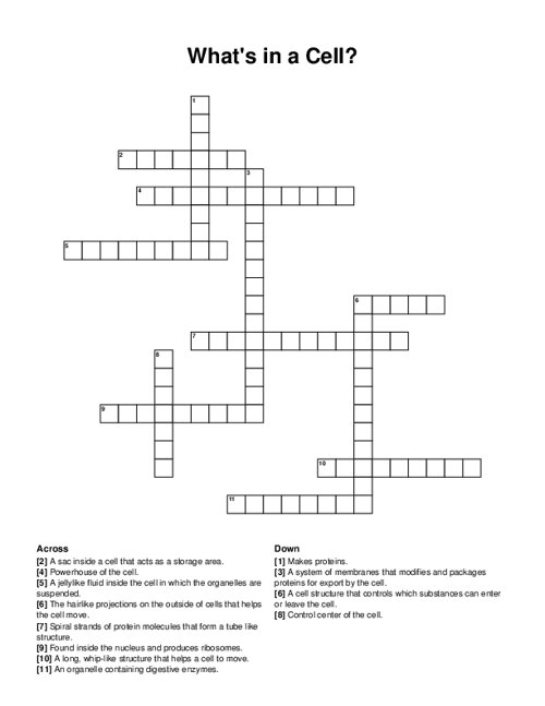 Whats in a Cell? Crossword Puzzle