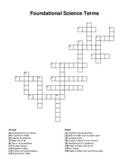 Foundational Science Terms crossword puzzle
