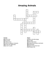 Amazing Animals crossword puzzle