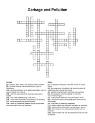 Garbage and Pollution crossword puzzle