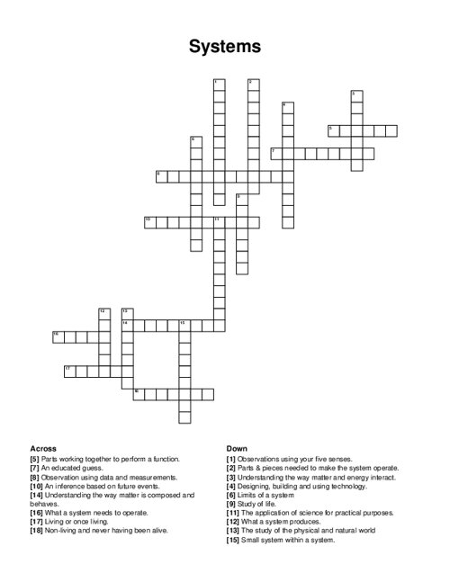 Systems Crossword Puzzle