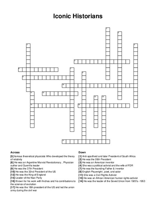 Iconic Historians Crossword Puzzle